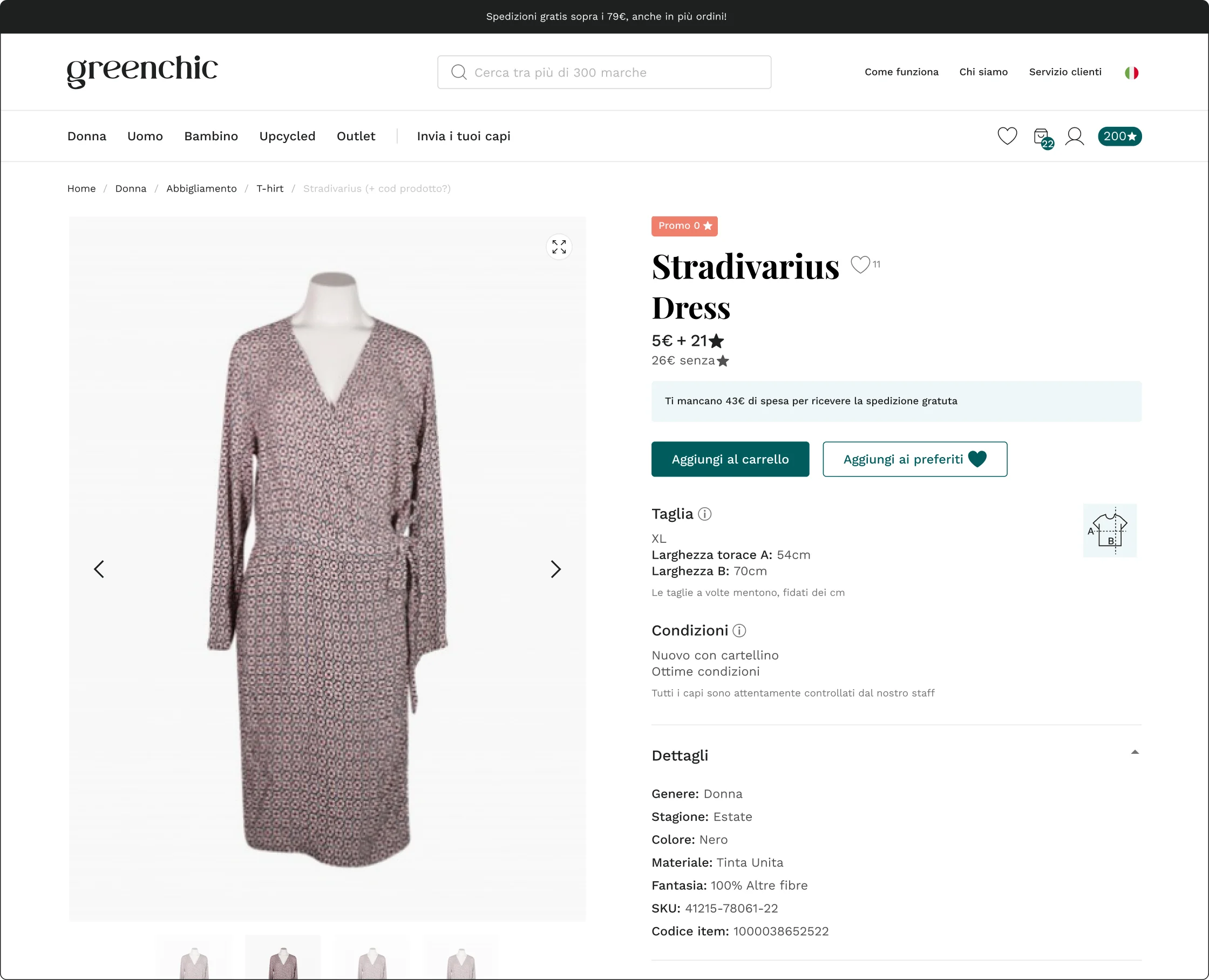 Greenchic product page for a Stradivarius dress
